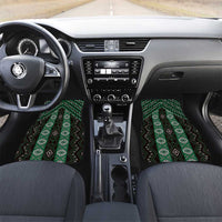 New Zealand Aotearoa Car Mats Green Poutama With Taniko Pattern LT05 Set 2pcs - Front Green - Polynesian Pride