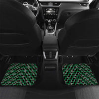 New Zealand Aotearoa Car Mats Green Poutama With Taniko Pattern LT05 Set 2pcs - Back Green - Polynesian Pride