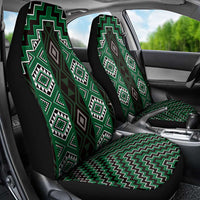 New Zealand Aotearoa Car Seat Cover Green Poutama With Taniko Pattern LT05 - Polynesian Pride
