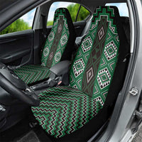 New Zealand Aotearoa Car Seat Cover Green Poutama With Taniko Pattern LT05 - Polynesian Pride