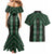 New Zealand Aotearoa Couples Matching Mermaid Dress and Hawaiian Shirt Green Poutama With Taniko Pattern LT05