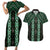 New Zealand Aotearoa Couples Matching Short Sleeve Bodycon Dress and Hawaiian Shirt Green Poutama With Taniko Pattern