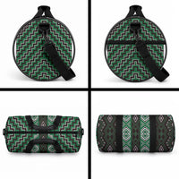 New Zealand Aotearoa Duffle Bag Green Poutama With Taniko Pattern LT05 - Polynesian Pride