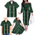 New Zealand Aotearoa Family Matching Off The Shoulder Long Sleeve Dress and Hawaiian Shirt Green Poutama With Taniko Pattern