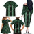 New Zealand Aotearoa Family Matching Off The Shoulder Long Sleeve Dress and Hawaiian Shirt Green Poutama With Taniko Pattern