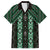 New Zealand Aotearoa Family Matching Off The Shoulder Long Sleeve Dress and Hawaiian Shirt Green Poutama With Taniko Pattern