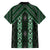 New Zealand Aotearoa Family Matching Off The Shoulder Long Sleeve Dress and Hawaiian Shirt Green Poutama With Taniko Pattern