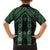 New Zealand Aotearoa Family Matching Off Shoulder Maxi Dress and Hawaiian Shirt Green Poutama With Taniko Pattern LT05