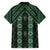 New Zealand Aotearoa Family Matching Off Shoulder Maxi Dress and Hawaiian Shirt Green Poutama With Taniko Pattern LT05