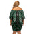 New Zealand Aotearoa Family Matching Off Shoulder Short Dress and Hawaiian Shirt Green Poutama With Taniko Pattern LT05