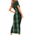 New Zealand Aotearoa Family Matching Short Sleeve Bodycon Dress and Hawaiian Shirt Green Poutama With Taniko Pattern LT05