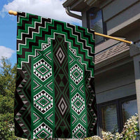 New Zealand Aotearoa Garden Flag Green Poutama With Taniko Pattern LT05 - Polynesian Pride