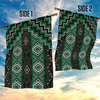 New Zealand Aotearoa Garden Flag Green Poutama With Taniko Pattern LT05 - Polynesian Pride