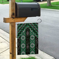 New Zealand Aotearoa Garden Flag Green Poutama With Taniko Pattern LT05 - Polynesian Pride