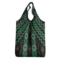 New Zealand Aotearoa Grocery Bag Green Poutama With Taniko Pattern LT05 - Polynesian Pride