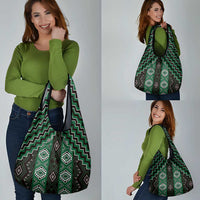 New Zealand Aotearoa Grocery Bag Green Poutama With Taniko Pattern LT05 - Polynesian Pride