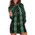 New Zealand Aotearoa Hoodie Dress Green Poutama With Taniko Pattern LT05