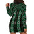 New Zealand Aotearoa Hoodie Dress Green Poutama With Taniko Pattern LT05