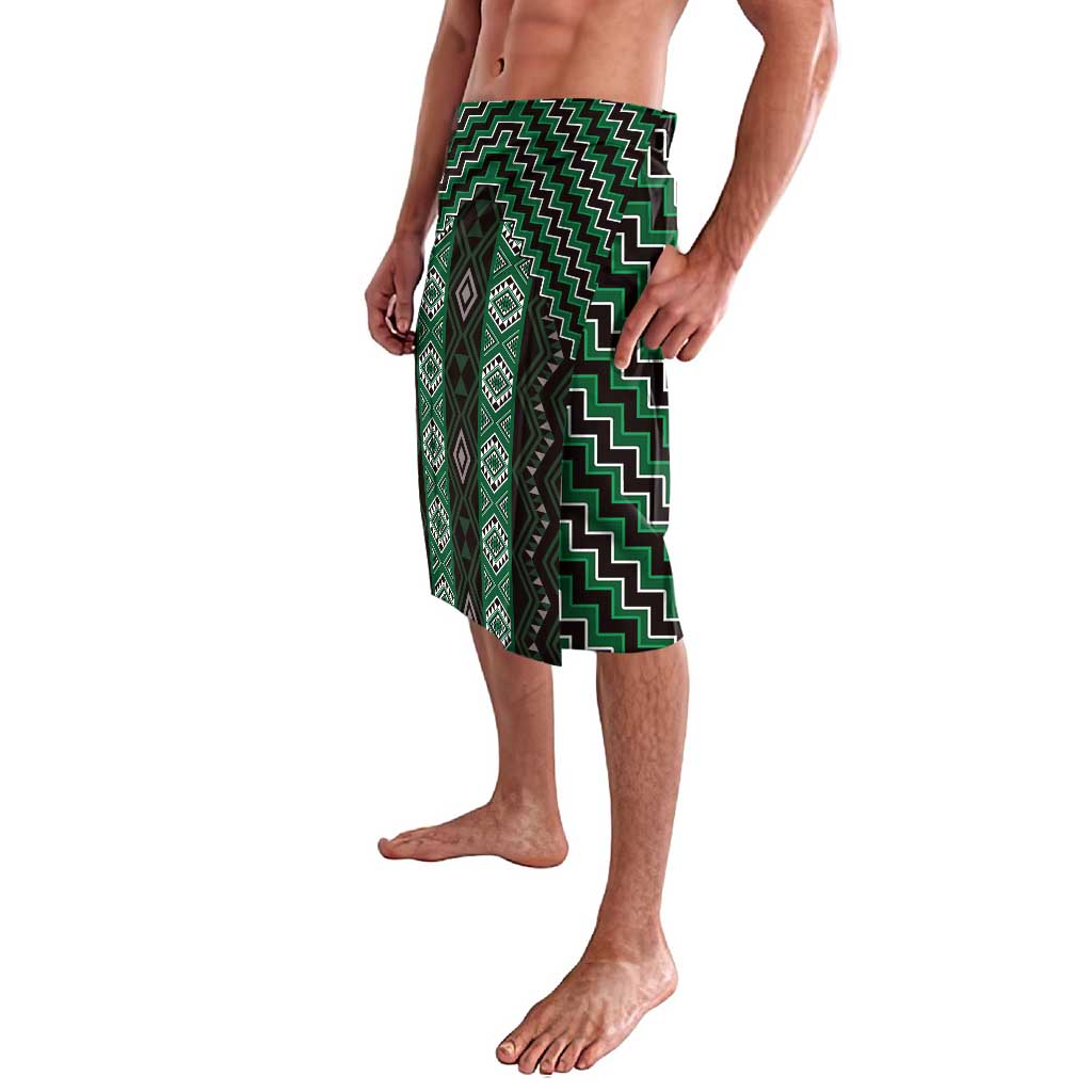 New Zealand Aotearoa Lavalava Green Poutama With Taniko Pattern LT05 - Polynesian Pride
