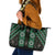 New Zealand Aotearoa Leather Tote Bag Green Poutama With Taniko Pattern LT05