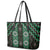 New Zealand Aotearoa Leather Tote Bag Green Poutama With Taniko Pattern LT05