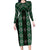 New Zealand Aotearoa Long Sleeve Bodycon Dress Green Poutama With Taniko Pattern LT05