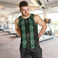 New Zealand Aotearoa Men Tank Top Green Poutama With Taniko Pattern LT05 Green - Polynesian Pride