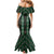 New Zealand Aotearoa Mermaid Dress Green Poutama With Taniko Pattern LT05