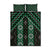 New Zealand Aotearoa Quilt Bed Set Green Poutama With Taniko Pattern LT05