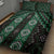 New Zealand Aotearoa Quilt Bed Set Green Poutama With Taniko Pattern LT05