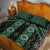 New Zealand Aotearoa Quilt Bed Set Green Poutama With Taniko Pattern LT05