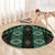 New Zealand Aotearoa Round Carpet Green Poutama With Taniko Pattern LT05