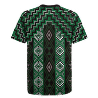 New Zealand Aotearoa Rugby Jersey Green Poutama With Taniko Pattern LT05 - Polynesian Pride
