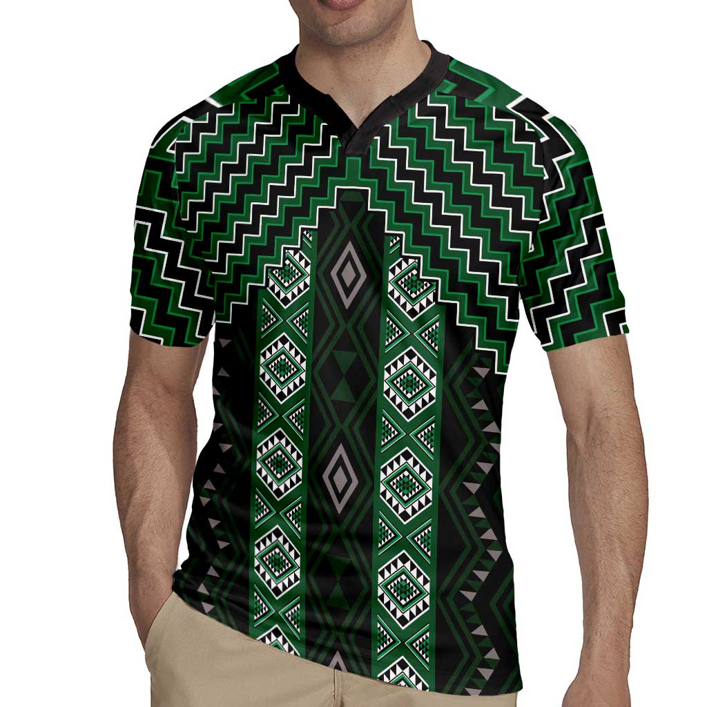 New Zealand Aotearoa Rugby Jersey Green Poutama With Taniko Pattern LT05 - Polynesian Pride