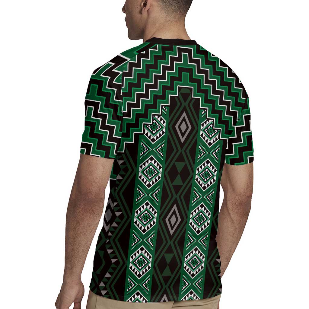 New Zealand Aotearoa Rugby Jersey Green Poutama With Taniko Pattern LT05 - Polynesian Pride