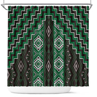 New Zealand Aotearoa Shower Curtain Green Poutama With Taniko Pattern LT05 Green - Polynesian Pride