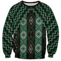 New Zealand Aotearoa Sweatshirt Green Poutama With Taniko Pattern LT05 Unisex Green - Polynesian Pride