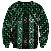 New Zealand Aotearoa Sweatshirt Green Poutama With Taniko Pattern LT05 - Polynesian Pride