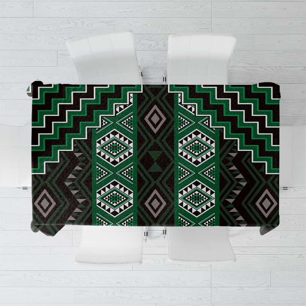 New Zealand Aotearoa Tablecloth Green Poutama With Taniko Pattern LT05