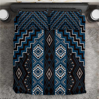 New Zealand Aotearoa Bedding Set Blue Poutama With Taniko Pattern LT05 Blue - Polynesian Pride