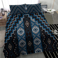 New Zealand Aotearoa Bedding Set Blue Poutama With Taniko Pattern LT05 - Polynesian Pride