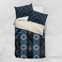 New Zealand Aotearoa Bedding Set Blue Poutama With Taniko Pattern LT05 US Twin 172cm x 218cm Blue - Polynesian Pride