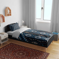 New Zealand Aotearoa Bedding Set Blue Poutama With Taniko Pattern LT05 - Polynesian Pride