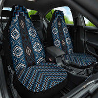 New Zealand Aotearoa Car Seat Cover Blue Poutama With Taniko Pattern LT05 One Size Blue - Polynesian Pride
