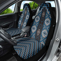 New Zealand Aotearoa Car Seat Cover Blue Poutama With Taniko Pattern LT05 - Polynesian Pride