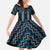 New Zealand Aotearoa Family Matching Off The Shoulder Long Sleeve Dress and Hawaiian Shirt Blue Poutama With Taniko Pattern