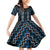 New Zealand Aotearoa Family Matching Off Shoulder Short Dress and Hawaiian Shirt Blue Poutama With Taniko Pattern LT05