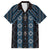 New Zealand Aotearoa Family Matching Puletasi and Hawaiian Shirt Blue Poutama With Taniko Pattern LT05