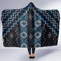 New Zealand Aotearoa Hooded Blanket Blue Poutama With Taniko Pattern LT05 One Size Blue - Polynesian Pride