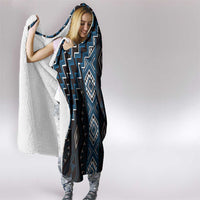 New Zealand Aotearoa Hooded Blanket Blue Poutama With Taniko Pattern LT05 - Polynesian Pride